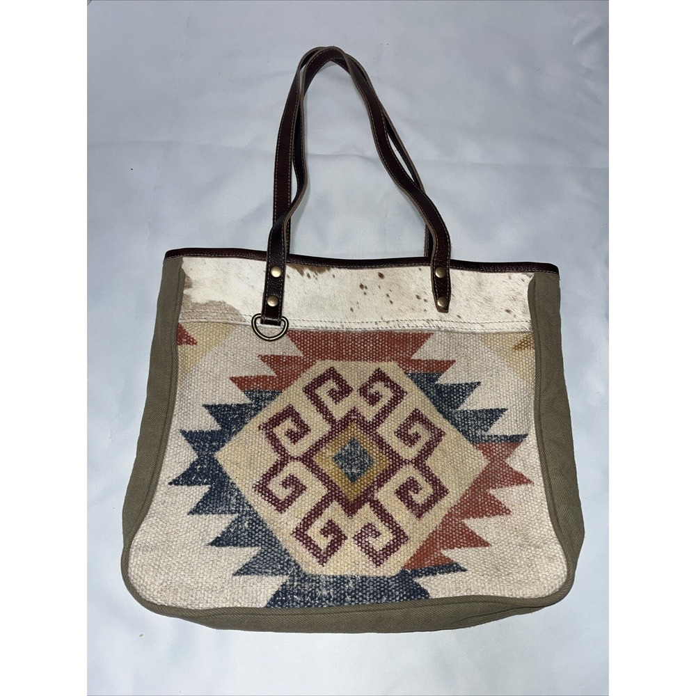Myra Handbag purse , Boho , Western , Aztec , Cowhide‎ Leather